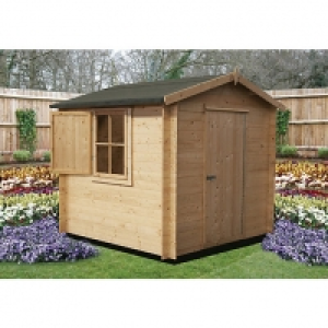 Shire Camelot Log Cabin With Shuttered Window - 8 x 8 ft - W