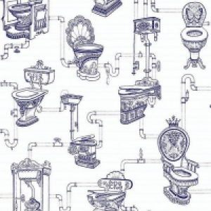 Graham & Brown Loo Loo Decorative Wallpaper Blue - 10m