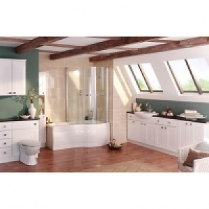 Wickes Vermont Glass Shelving Unit - White Gloss 300mm