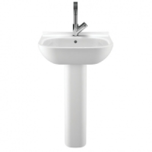 Wickes Vieste Ceramic Basin with Full Pedestal - 550mm