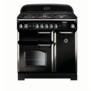 Rangemaster Classic 90 Nat Gas Black Chrome Trim