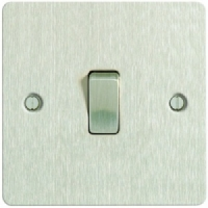 10AX Light Switch 1 Gang 2 Way Brushed Steel Ultra Flat Plat £7.49