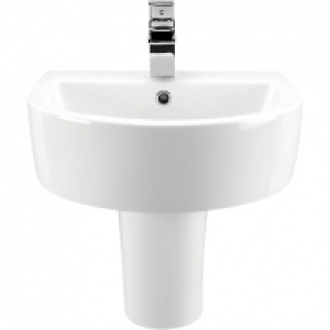 Wickes Style Ceramic Basin with Semi Pedestal - 600mm