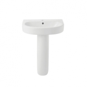 Wickes Fresno Ceramic Basin with Full Pedestal - 600mm