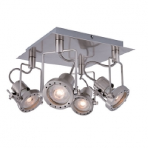 Wickes Studio LED Brushed Chrome 4 Plate Spotlight - 4 x 5.3