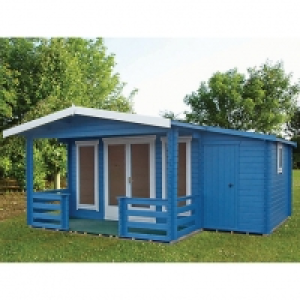 Wickes  Shire Hollington Double Door Log Cabin With Veranda & Side S