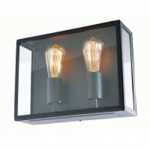 Zinc Minerva 2 Light Black Wall Lantern - 42W