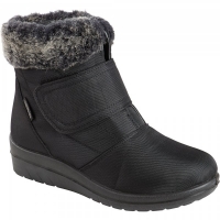 JTF  Comfort Velcro Fur Trim Boot Black Ladies