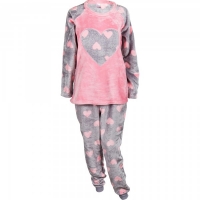 JTF  Heart Pyjamas Grey/Pink Ladies