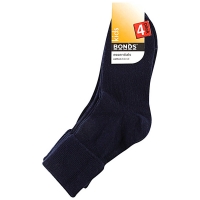 BigW  Bonds Kids Turnover Top School Socks 4 Pack - Black - Size 2