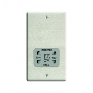 Wickes Dual Voltage Shaver Socket 2 Gang Brushed Raised Plat &pound;15.99