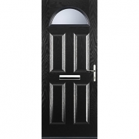 Wickes  Euramax 4 Panel 1 Arch Black Left Hand Composite Door 920mm 