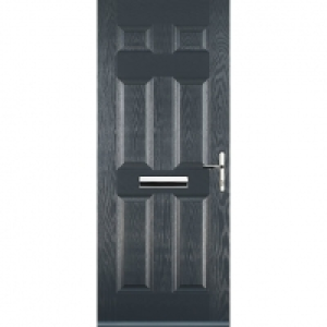 Euramax 6 Panel Grey Left Hand Composite Door 920mm x 2100mm