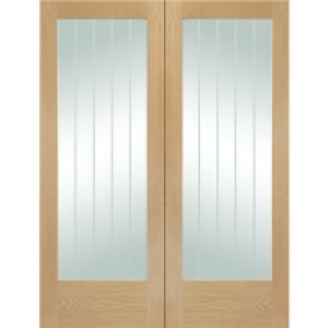 XL Suffolk Internal Oak Veneer Door Pair with Clear Etched G