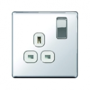 Wickes 13A Switched Socket 1 Gang Polished Silver Screwless