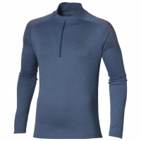 InterSport Asics Mens Stripe Long Sleeve 1/2 Blue Zip Top