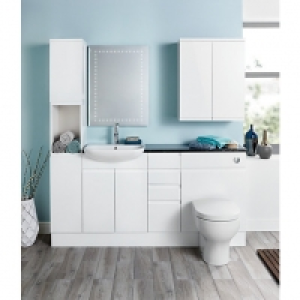 Wickes Hertford White Gloss Fitted Open Base Unit - 300 mm
