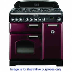 Rangemaster Classic Deluxe 90 Dual Fuel Cranberry & Brass