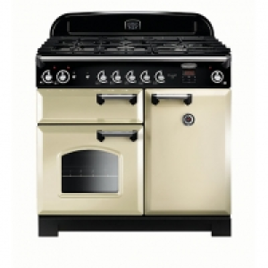 Rangemaster Classic 100 Nat Gas Cream Chrome Trim