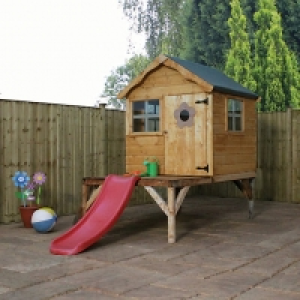 Mercia Timber Snug Playhouse with Tower, Slide - 10 x 5 ft -
