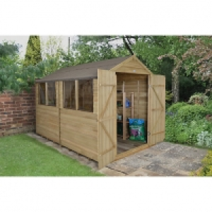 Wickes Apex Overlap Pressure Treated Double Door Shed 8 x 10