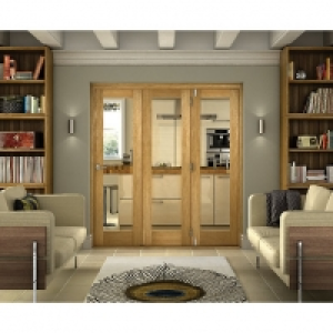 Wickes  Wickes Belgrave Internal Folding 3 Door Set Oak Veneer 1 Lit