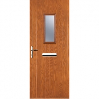 Wickes  Euramax 1 Square Oak Right Hand Composite Door 840mm x 2100m