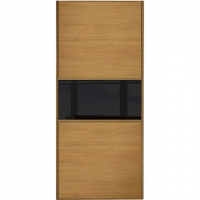 Wickes  Wickes Sliding Wardrobe Door Fineline Oak Panel & Black Glas