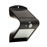 Wickes  Luceco Solar Guardian Black Wall Light with PIR