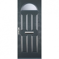 Wickes  Euramax 4 Panel 1 Arch Grey Right Hand Composite Door 840mm 