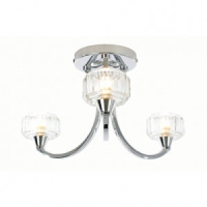 Spa Octans Chrome Treble Bathroom Semi-flush Ceiling Light - &pound;74.99