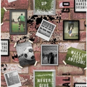 Graham & Brown Football Brick Multicoloured Decorative Wallp