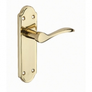 Wickes Romano Latch Handles Pair Polished Brass Finish &pound;17.99