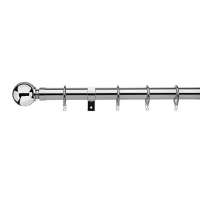 Wickes  Universal Curtain Pole with Ball Finials - Chrome 28mm x 3m