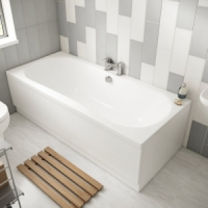 Wickes Avaris Enamel Coated Double Ended Steel Bath - 1800 x