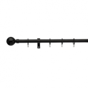 Universal Extendable Curtain Pole with Ball Finials - Black