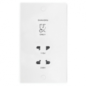 Wickes Slimline 2 Gang Dual Voltage Shaver Socket White £13.99