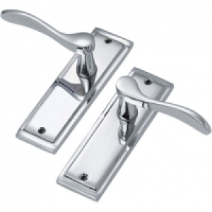 Wickes Bravo Latch Handles Pair Polished Chrome Finish