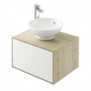 Wickes Eli Oak & White Matt Wall Hung Wall Unit - 600 mm