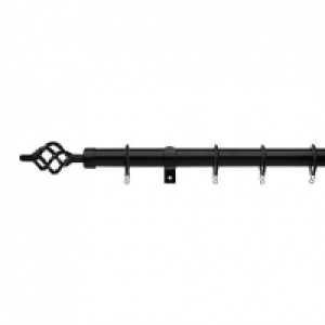 Universal Curtain Pole with Cage Finials - Black 28mm x 3m £39.99