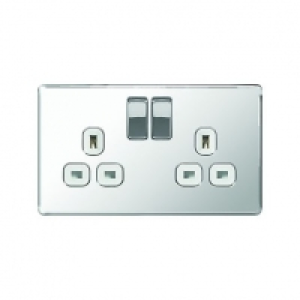 Wickes 13A Switched Socket 2 Gang Polished Silver Screwless  £15.99