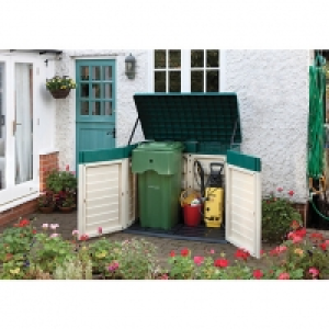 Rowlinson Plastic Lockable Garden Store Green & Cream - 4 x