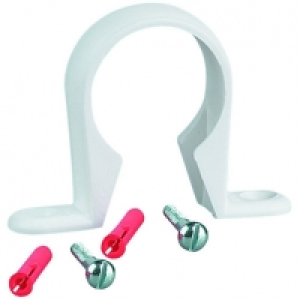 Wickes 32mm White Pipe Brackets Pack 2 &pound;0.73