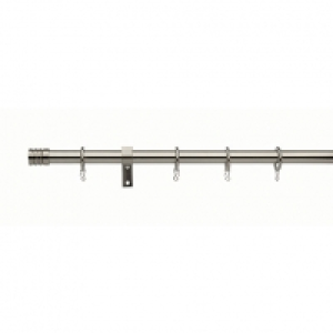 Universal Curtain Pole with Stud Finials - Satin Steel 28mm