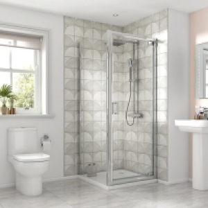 Wickes Square Pivot Semi Frameless Shower Enclosure - Chrome