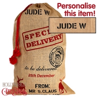 HomeBargains  Personalised Special Delivery Hessian Santa Sack