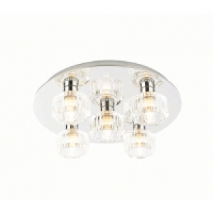 Spa Octans 5 Light Chrome Rounded Flush Bathroom Ceiling Lig