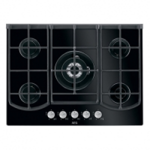 AEG 75cm 5 Burner Gas On Glass Hob Black HG795440NB