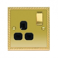 Wickes  Wickes 13A Switched Socket 1 Gang Georgian Brass Raised Plat