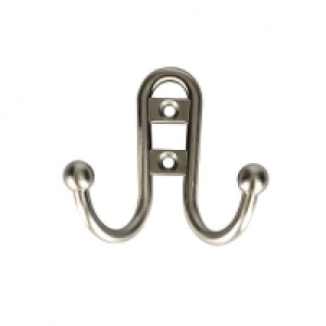 Wickes 2 Prong Hat and Coat Hook Ball End Brushed Nickel Fin